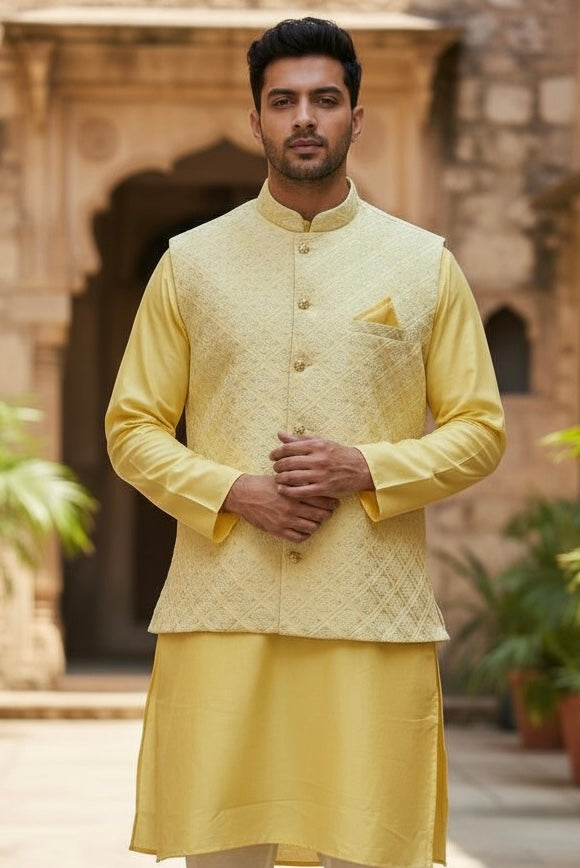 Silk Kurta set with jacket