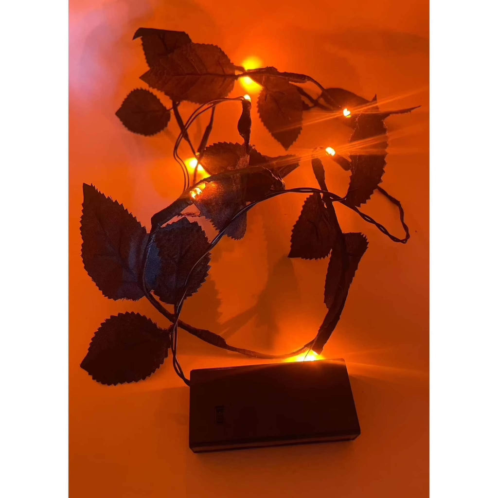 Seasonal Specialties Black Leaf Led Garland Lights Halloween Orange Lights.