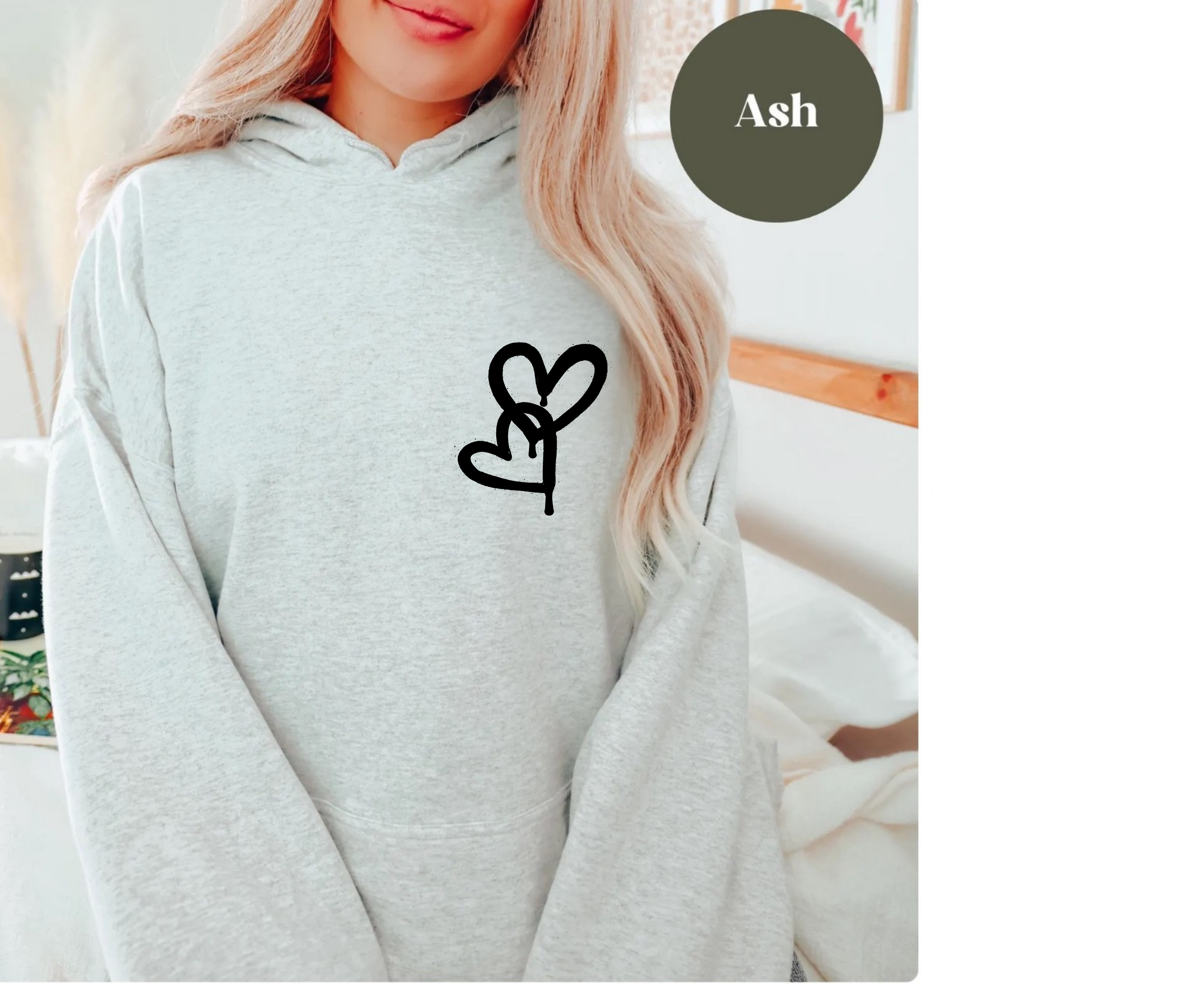 Customizable: Interlocking Graffiti Heart Heavy Blend Hoodie