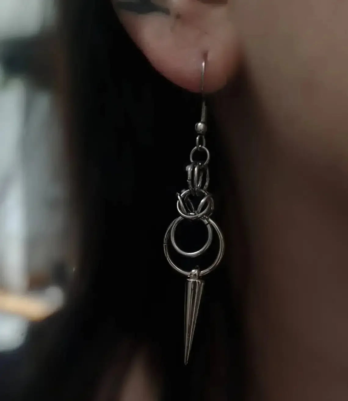 Gothic Chainmail Spike Earrings