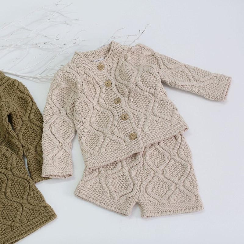 Toddler Baby Boys Girls Clothing Sets Fall Winter Cardigan Sweater+Shorts Infant Baby Girls Boys Knit Suit Korean Style