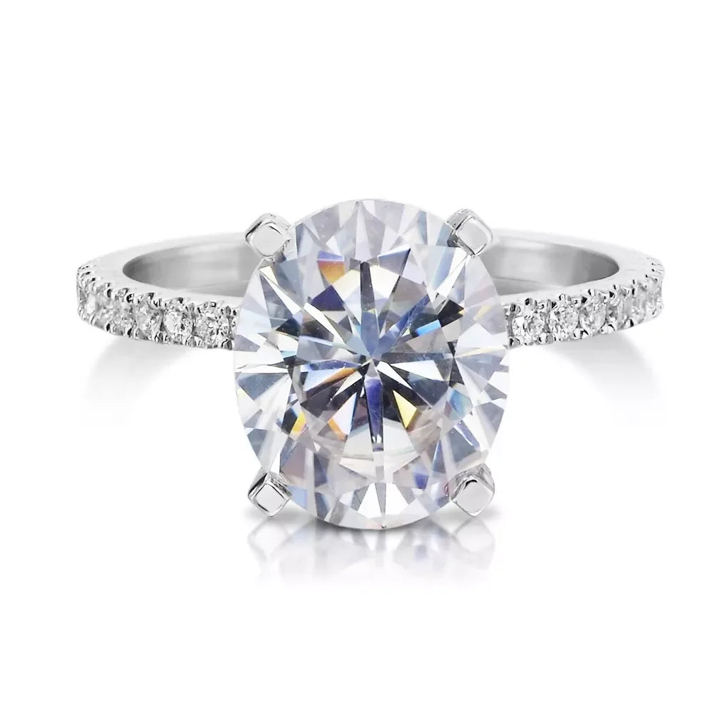 Queen 925 Sterling Silver Oval Cut 3ct Diamond Ring