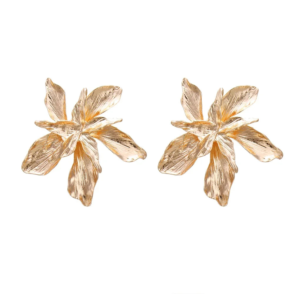 Vintage Metal Flower Statement Earrings