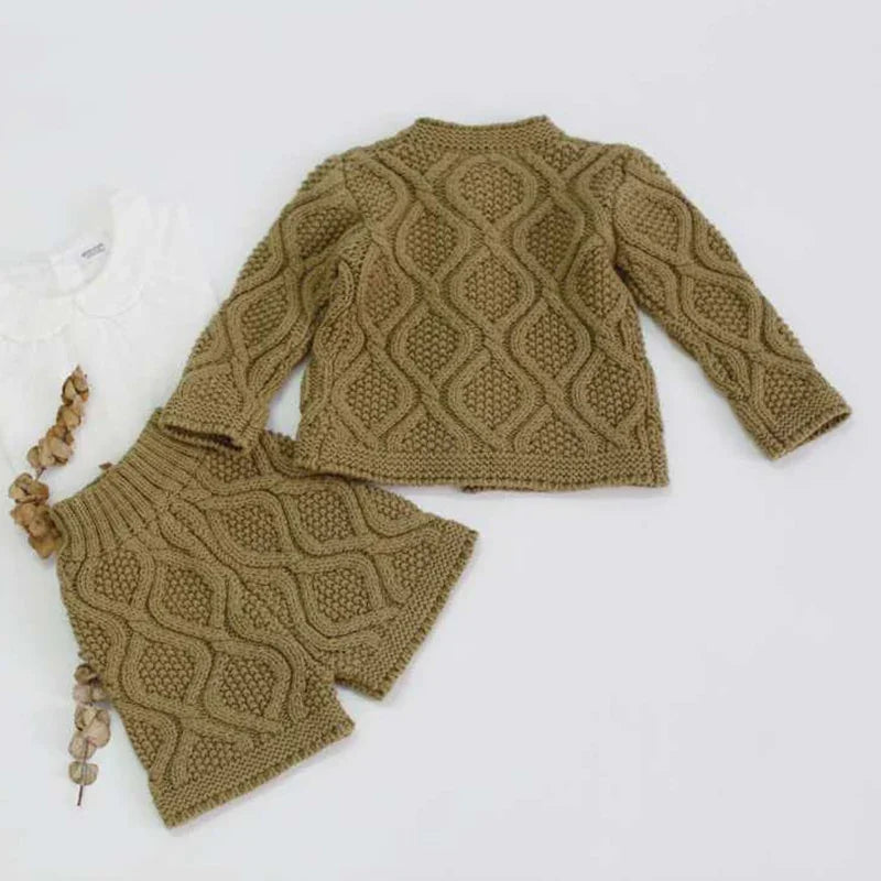 Toddler Baby Boys Girls Clothing Sets Fall Winter Cardigan Sweater+Shorts Infant Baby Girls Boys Knit Suit Korean Style