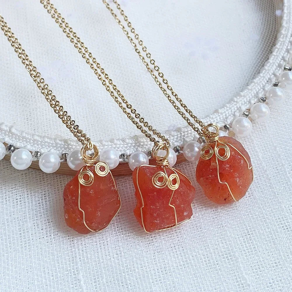 Carnelian Crystal Necklace Women