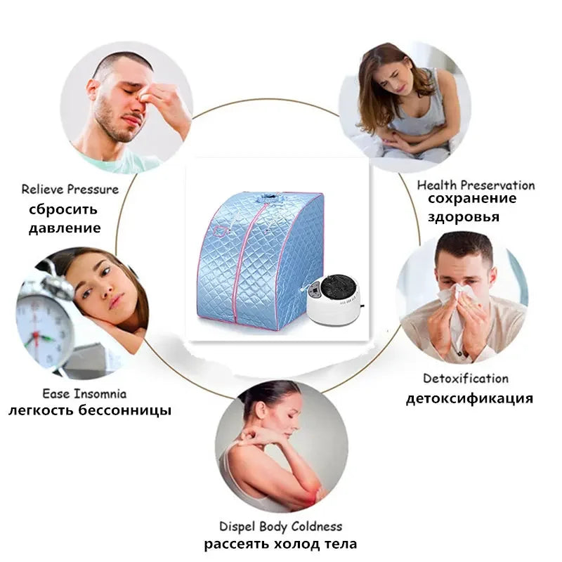 Portable Sauna Household Steam Room Beneficial Skin 2.0L Machine Slimming Bath SPA Health Simple Joint Steel Frame