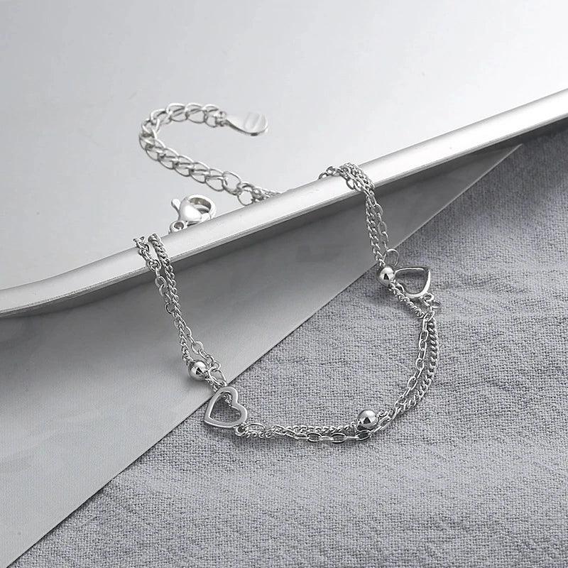 Romance 925 Sterling Silver Double Love Bracelet