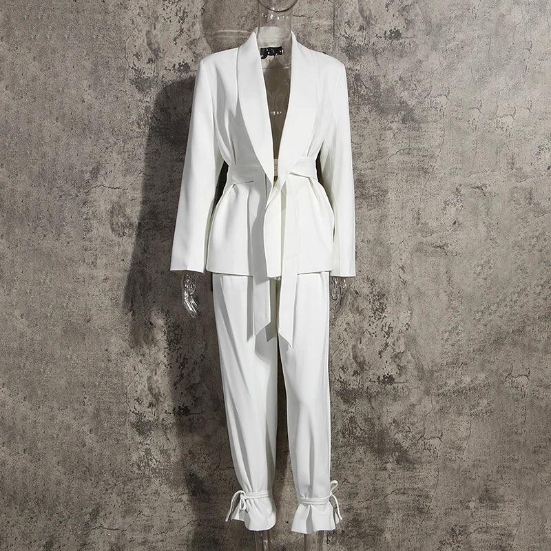 Women’s High Waist Belted Career Set