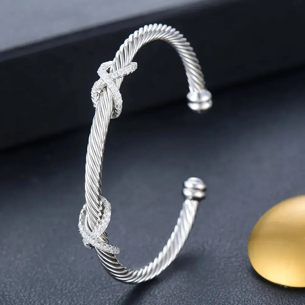 Missvikki Original design Stackable Bangle For Women Bridal Wedding Cubic Zircon OPen Bangle Dubai Bracelet Party Jewelry
