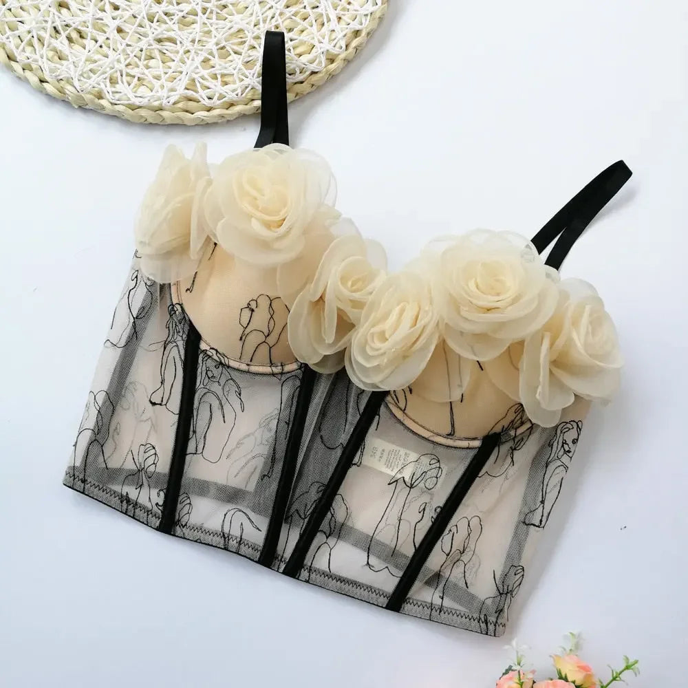 Corset Flower Streetwear Crop Top