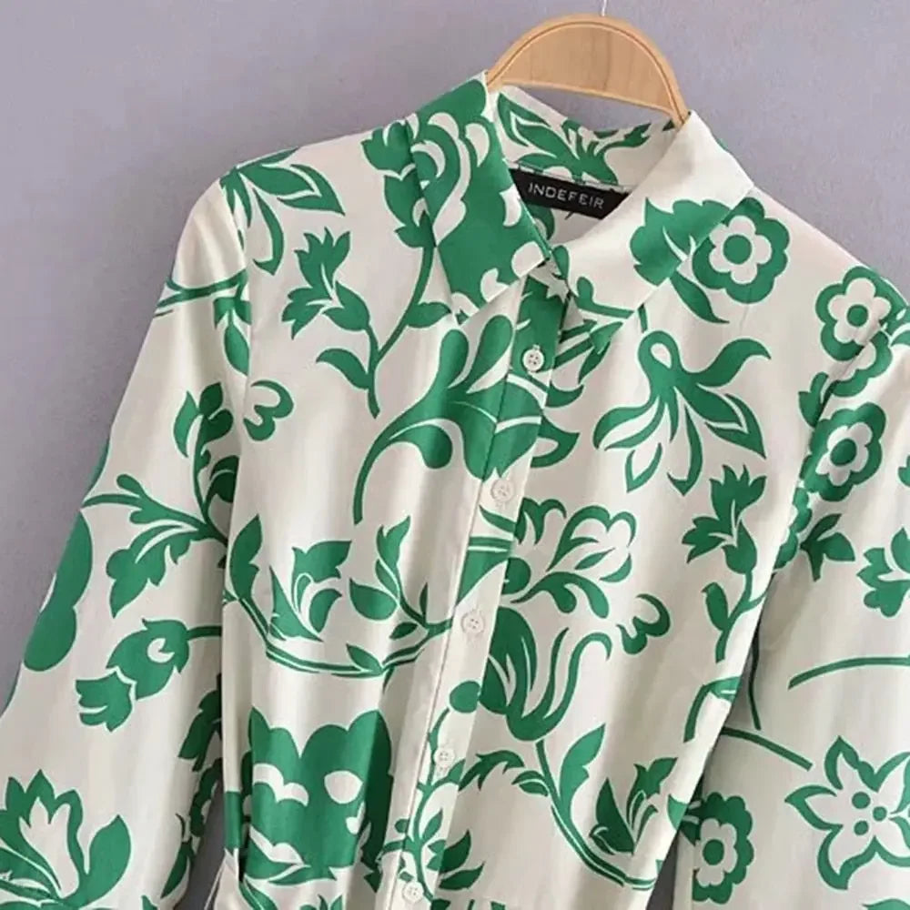 Beach Style Green Floral Dress