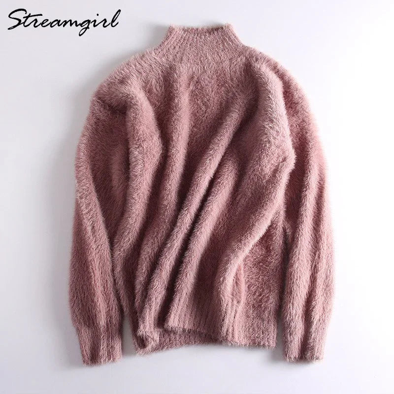 Thick Winter Sweater Women Warm White Turtleneck Fluffy Women's Jumper Winter Pull Sweaters For Women Knitted Sweater Woman 2021