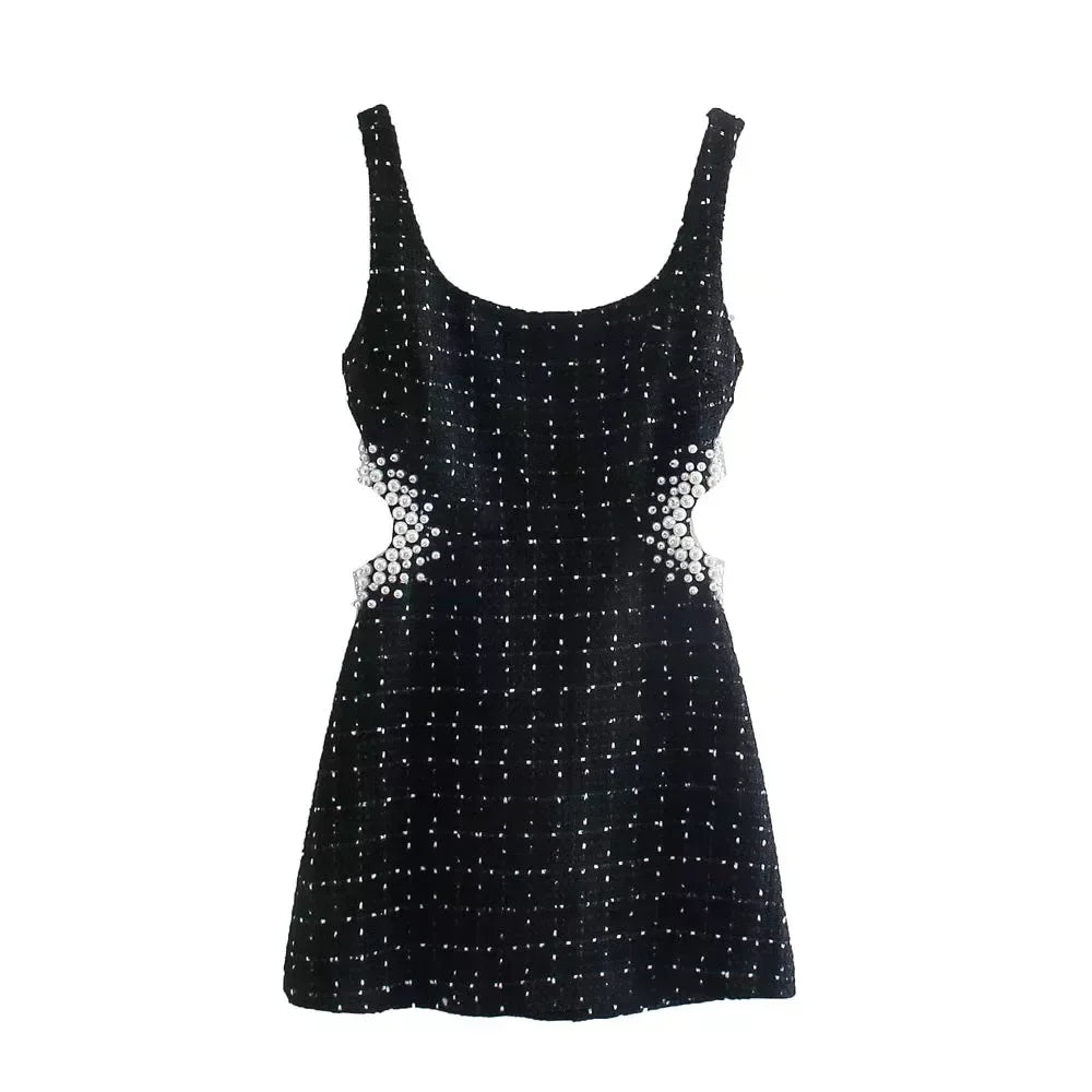 Vintage Tweed Black Mini Dress
