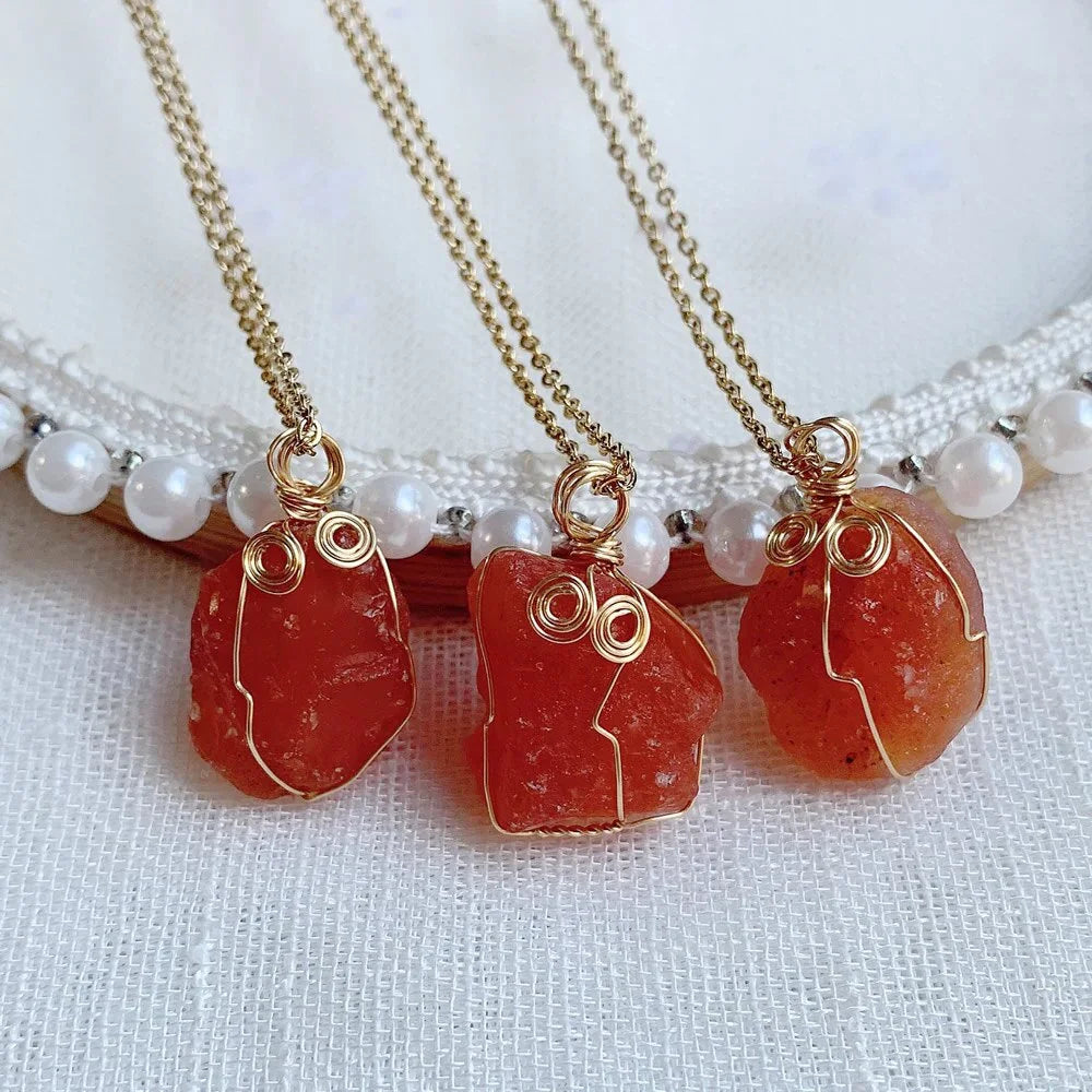 Carnelian Crystal Necklace Women