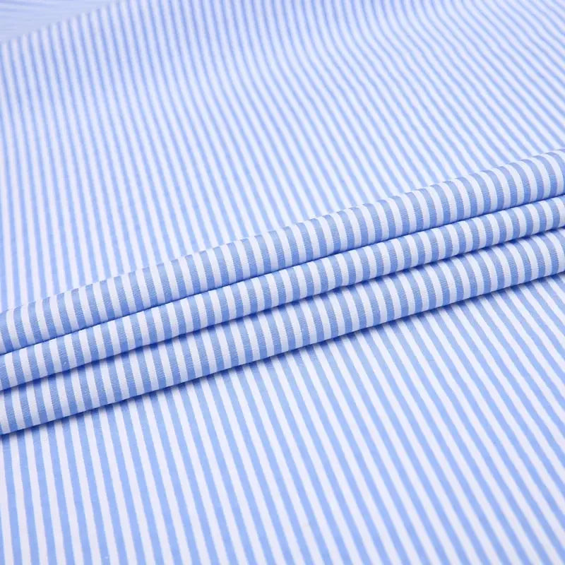 Men's Classic French Cuffs Striped Dress Shirt Single Patch Pocket Standard-fit Long Sleeve Wedding Shirts (Cufflink Included)