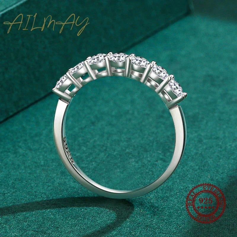 Ailmay 100% 925 Sterling Silver Stackable Round  Dazzling Cubic Zirconia Rings for Women Wedding Engagement Jewelry Gift