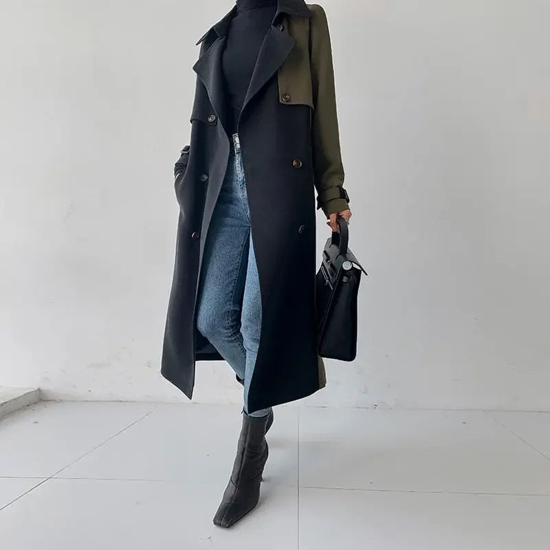 Color Block Trench Coat