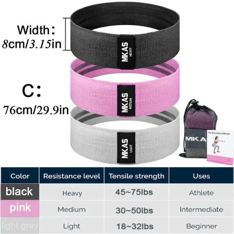 Resistance Bands 3-Piece For Leg Thigh, Butt Squats, Glutes