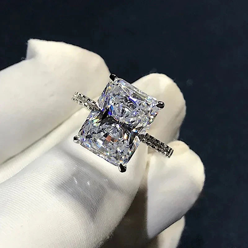 Luxury Radiant Cut 4ct Diamond cz 925 Sterling Silver Ring