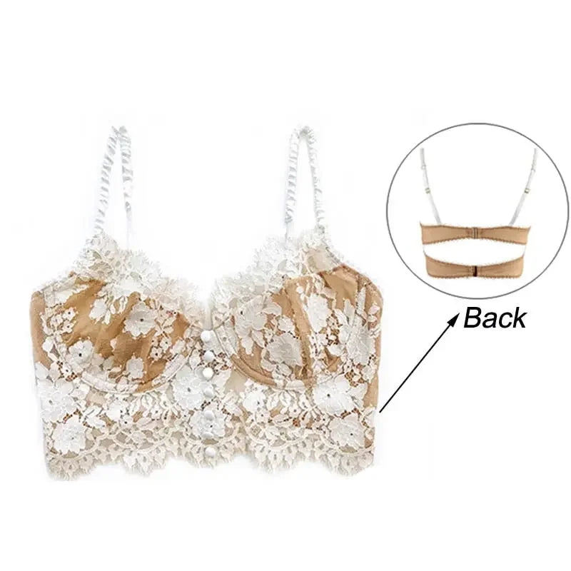 French Lace Flower Embroidery Bralette