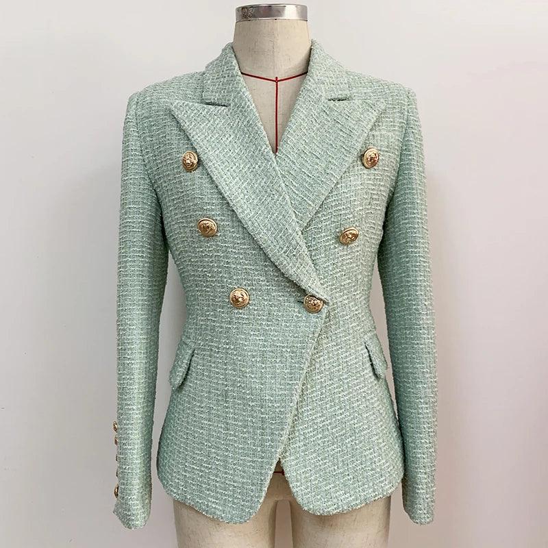 Lux Designer Tweed Blazer In Mint Green