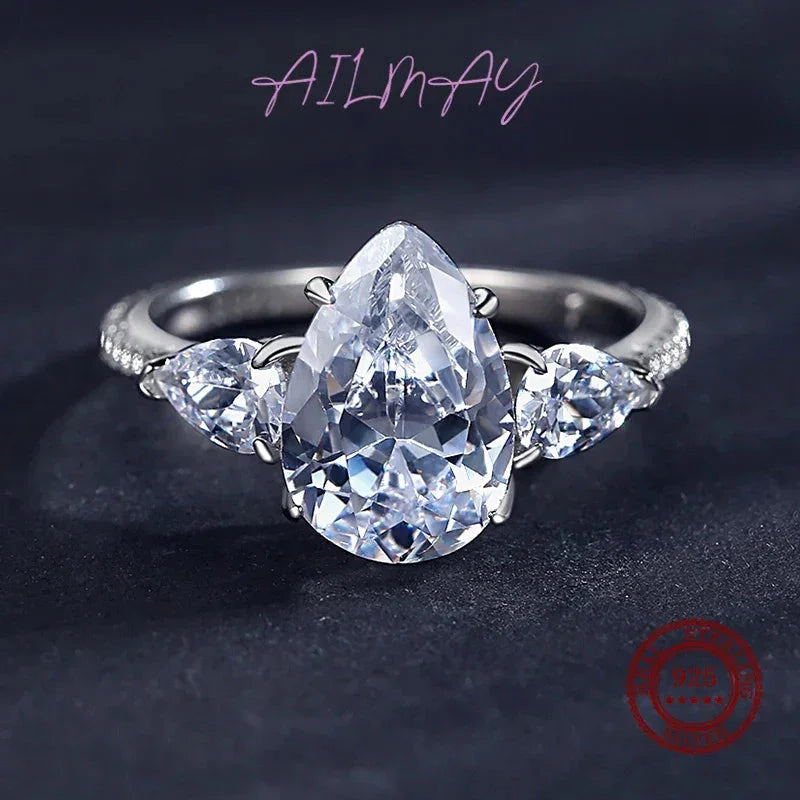 5ct Pear Shaped Zirconia CZ Engagement Ring 925 SS