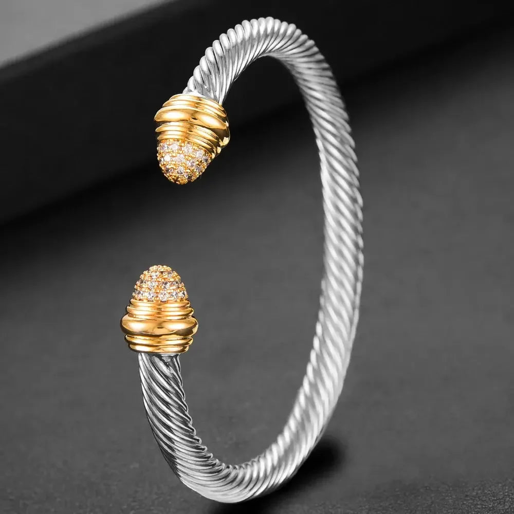 Missvikki Original design Stackable Bangle For Women Bridal Wedding Cubic Zircon OPen Bangle Dubai Bracelet Party Jewelry