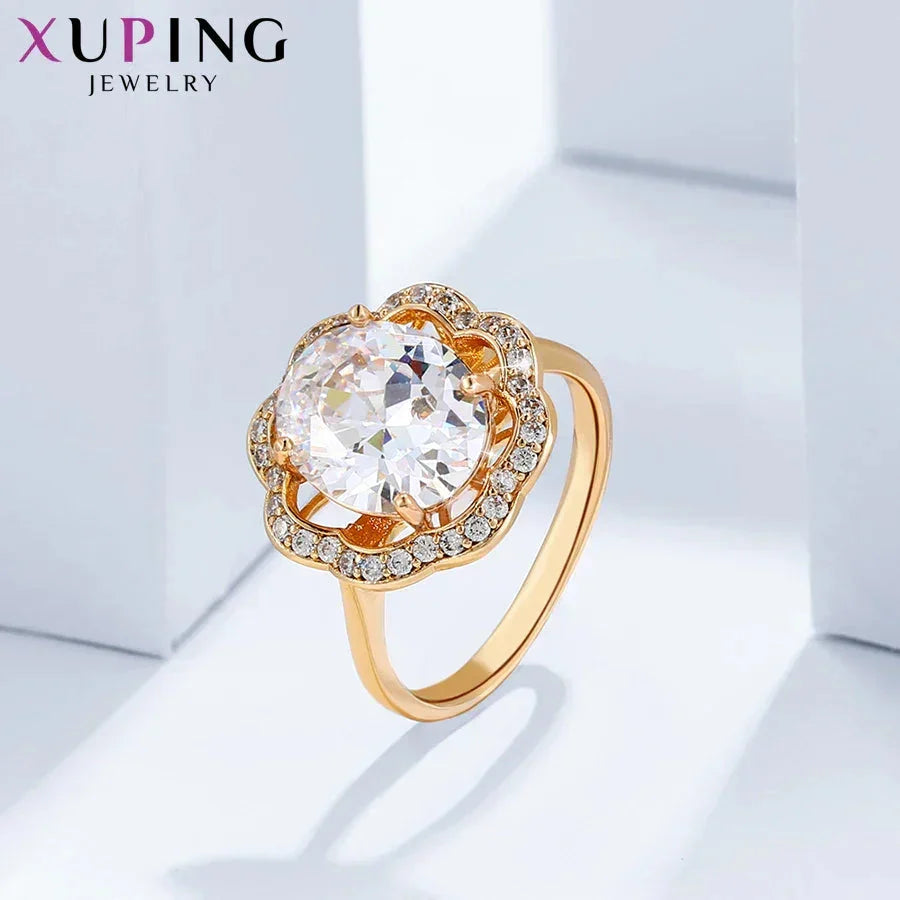 Xuping Jewelry Fashion Simple Multicolor Stone Promotion Gold Plated Charm Ring for Women Girl Rings  13147