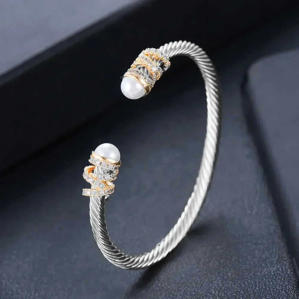 Missvikki Original design Stackable Bangle For Women Bridal Wedding Cubic Zircon OPen Bangle Dubai Bracelet Party Jewelry