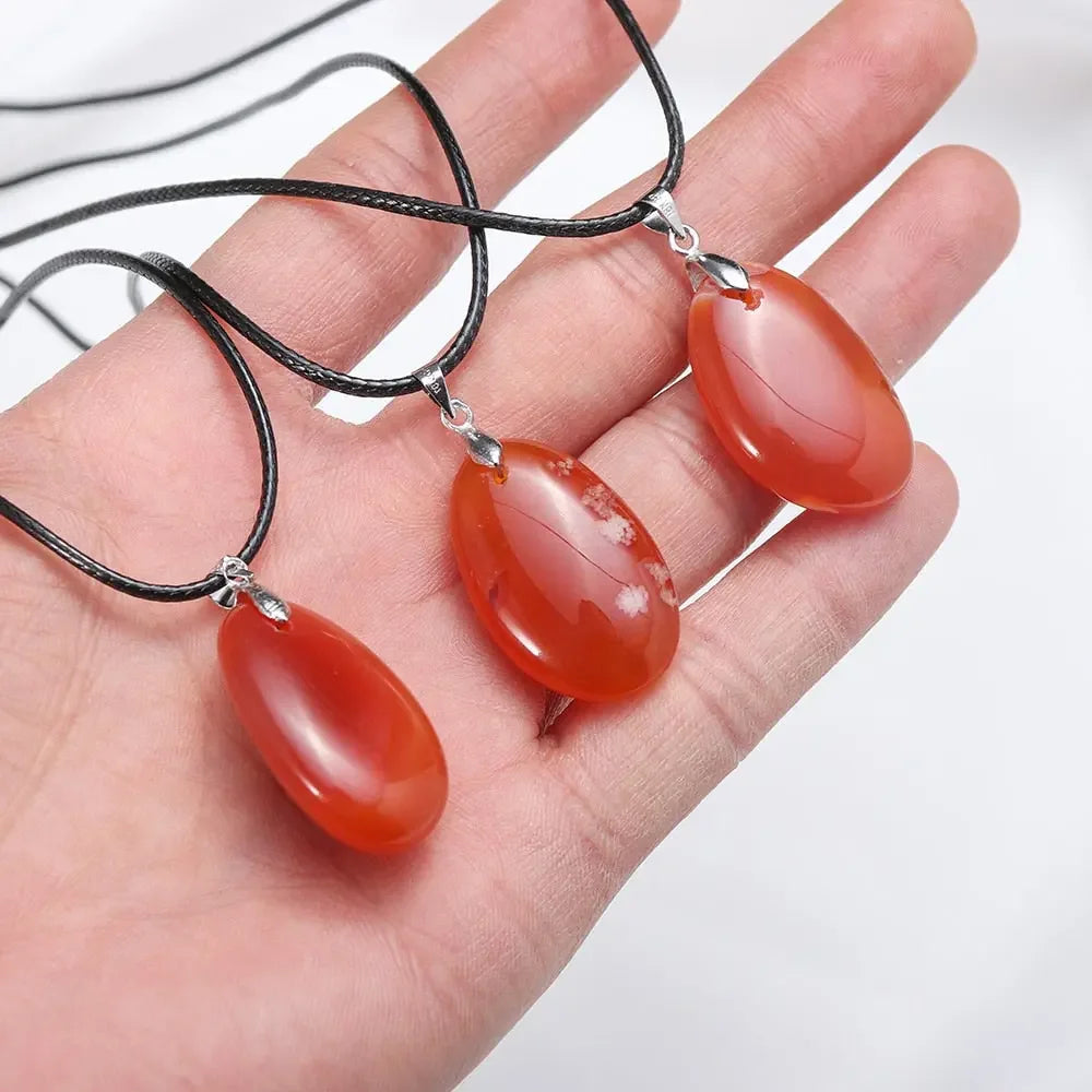 Carnelian Pendant On Leather Necklace