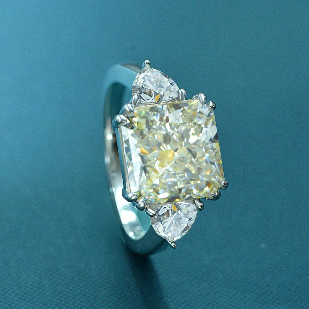 925 Sterling Silver 5CT G Color Lab Sapphire Gemstone Wedding Engagement Cocktail Ring