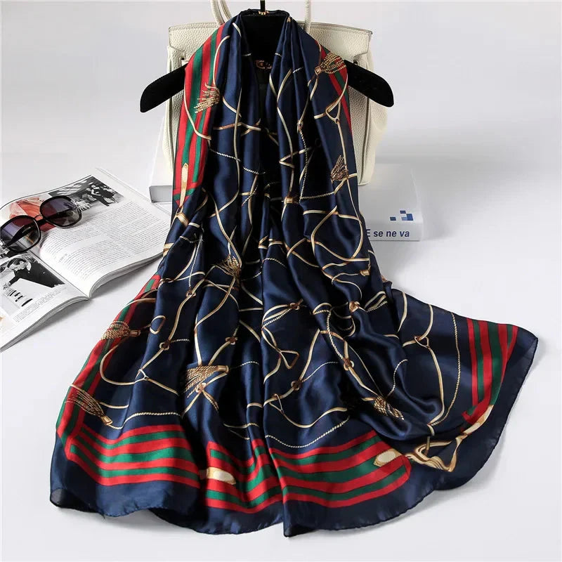 Luxury brand hijab summer women scarves soft long print silk scarves lady shawl and wrap 2022 pashmina bandana beach stoles