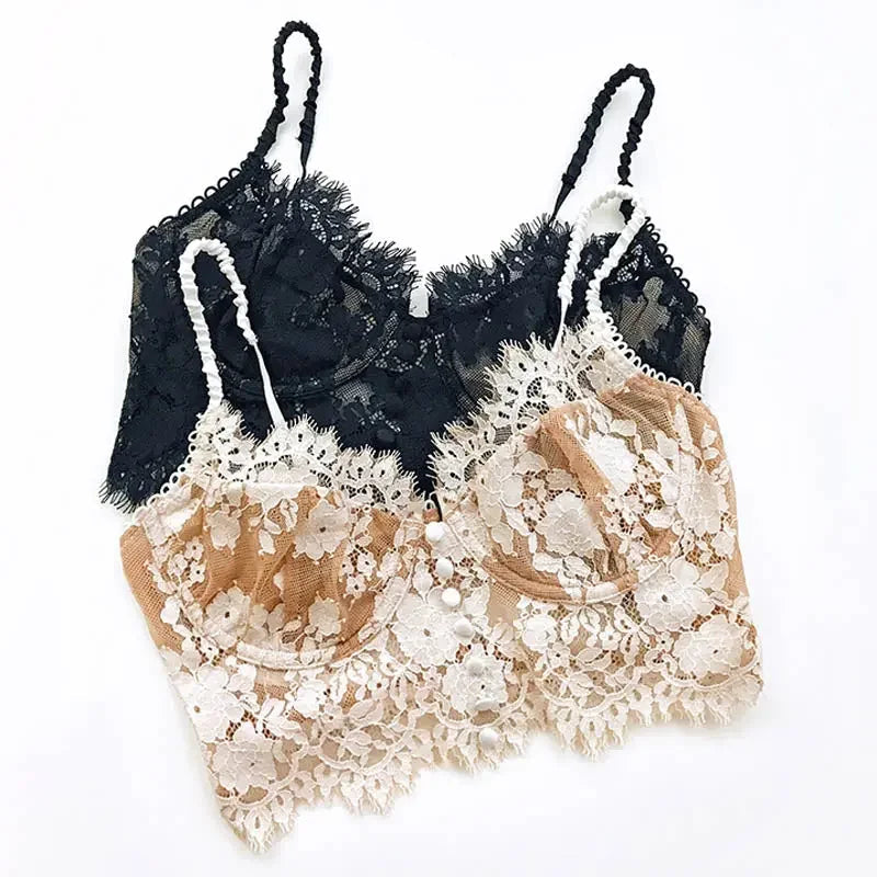 French Lace Flower Embroidery Bralette