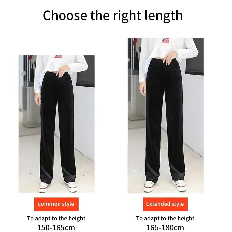 Straight Wide Leg Velvet Casual Loose Pants