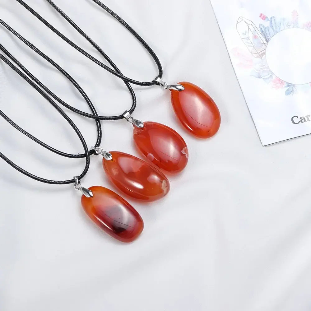 Carnelian Pendant On Leather Necklace