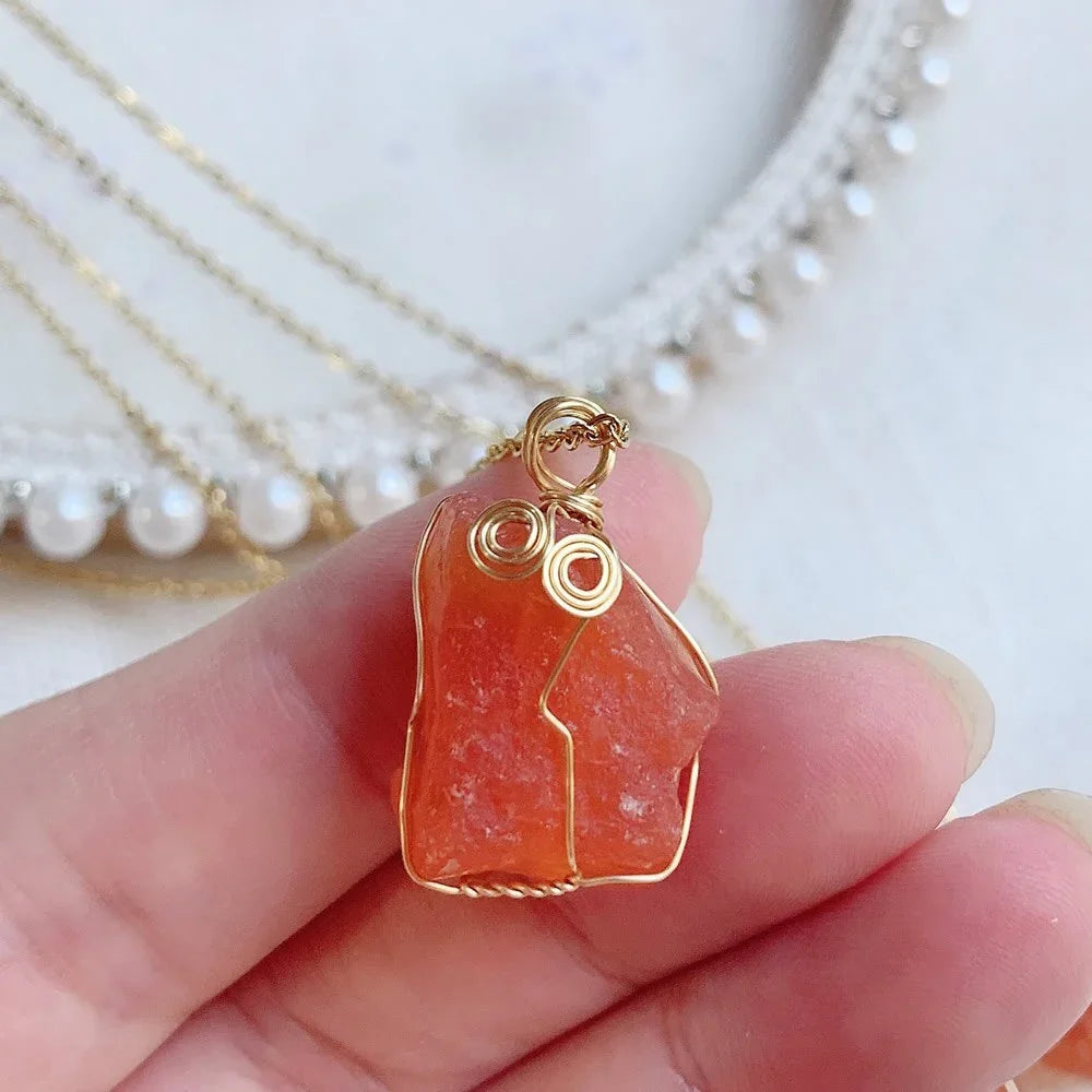 Carnelian Crystal Necklace Women