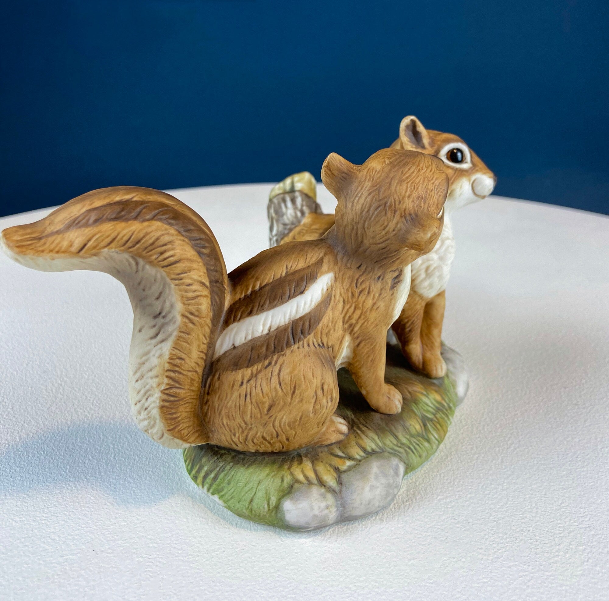 Hand-Painted Sweetheart Chipmunks. Masterpiece Porcelain by HOMCO. Fall Home & Retail Decoration. Modern Farmhouse. Table Centerpiece.