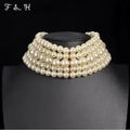 Pearl Necklace & Pendant Multi Layer Torques African Necklace Sets Dubai Wedding Bridal Jewelry Luxury Women Fashion Collar