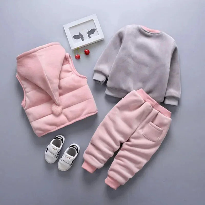 Winter newborn velvet tops pullover sweatshirt vest jacket pants outfit