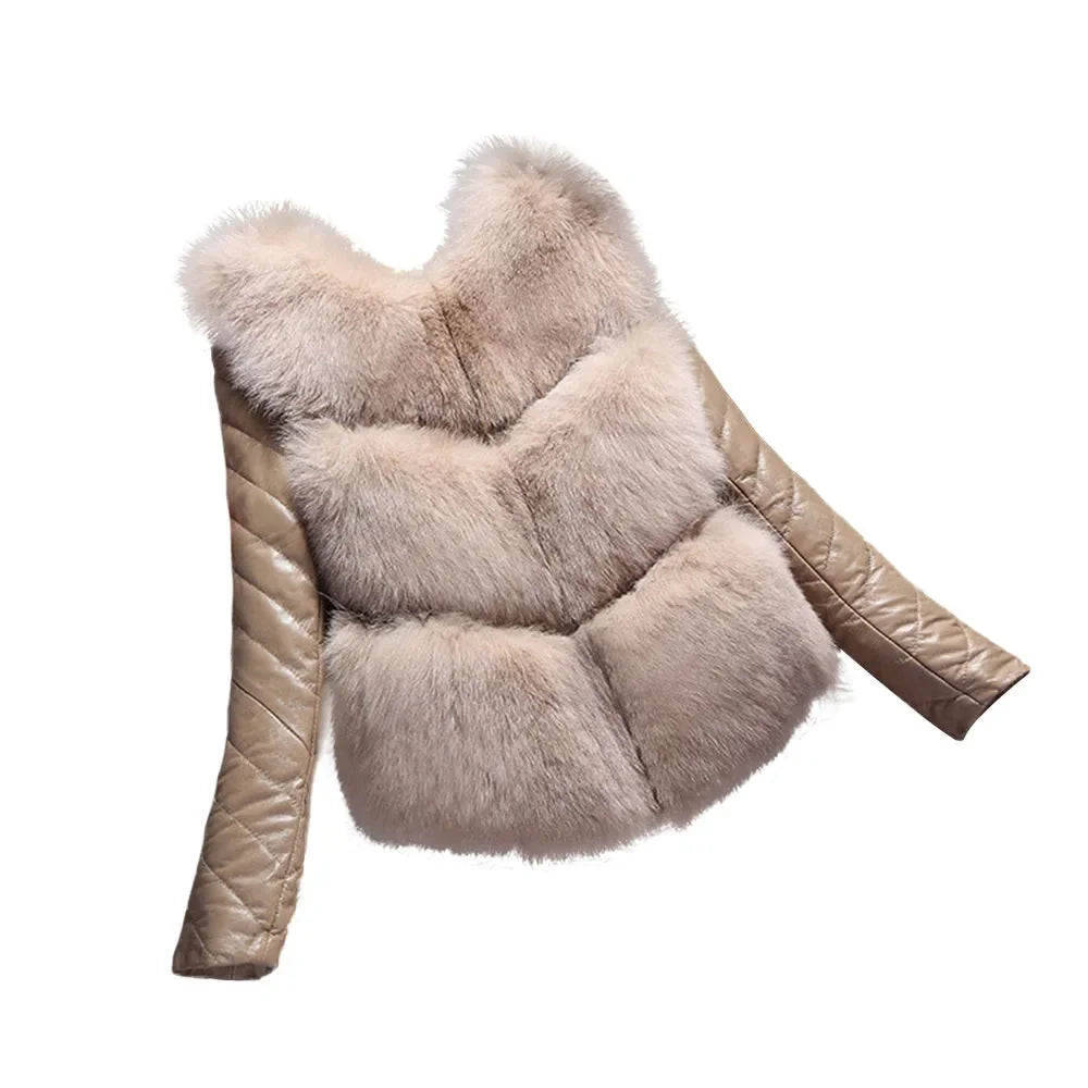 Naiveroo Fashion Autumn Winter Coat Thick Warm Women Faux Fox Fur Vest High-Grade Jacket Colete Feminino Plus Size 3XL