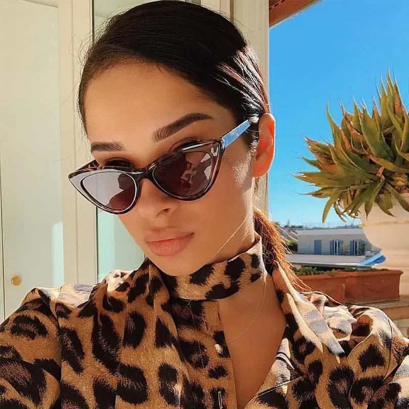 Cat Eye Fashion Sunglasses Women Vintage small Leopard Triangle Sunglasses Retro Female Eyewear UV400 Brand Designer Retro