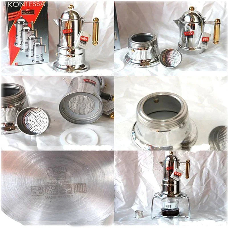 Italian Moka Pot Household Mocha Coffee Machine Stainless Steel Commercial Espresso Coffee Maker