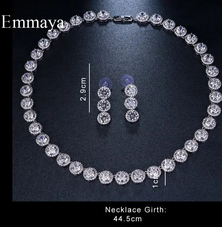 LUX Round White Gold Color AAA Cubic Zircon Jewelry Set