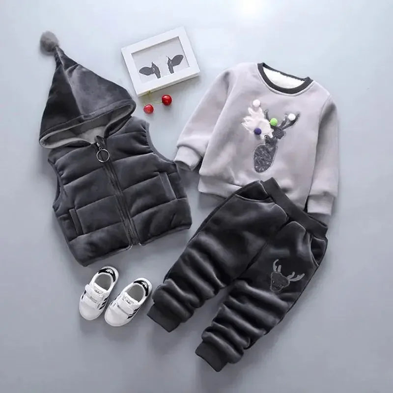 Winter newborn velvet tops pullover sweatshirt vest jacket pants outfit