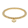 Heart Pendant Beaded Stainless Bracelet