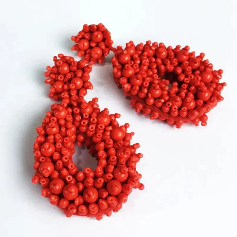 MANILAI Boho Fashion Beads Drop Earrings For Women Handmade Beaded Dangle Statement Earring Jewelry Gifts Wholesale