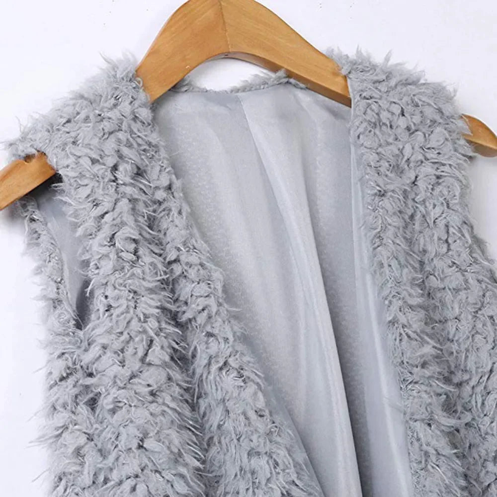 Winter Warm Faux Fur For Women Fashion Slim Fur Vest Female Light Long Coat Abrigo Mujer Furry Vest Fake Fur Comfort Bontjas