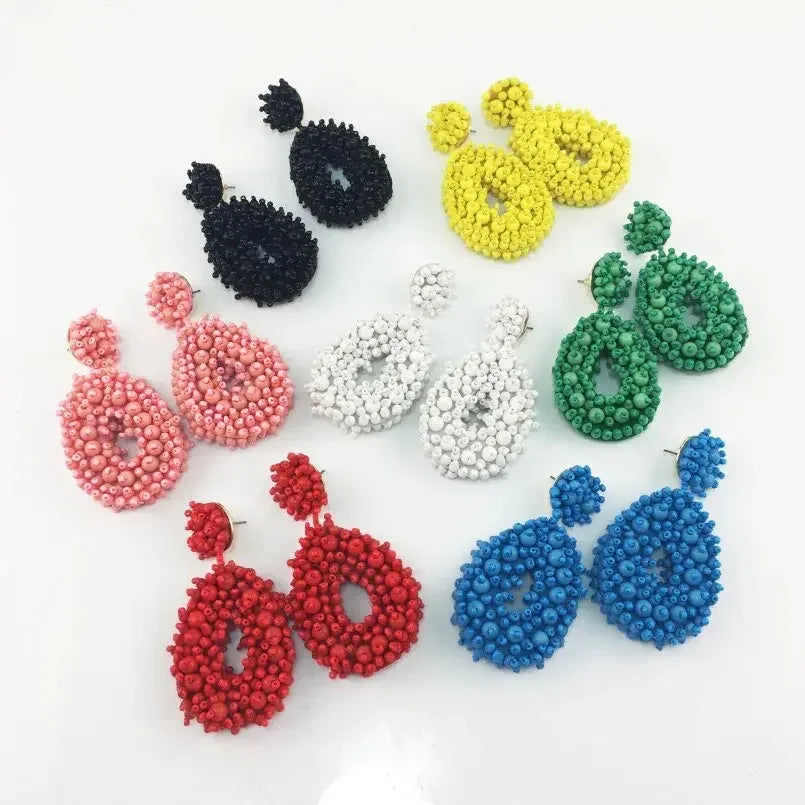 MANILAI Boho Fashion Beads Drop Earrings For Women Handmade Beaded Dangle Statement Earring Jewelry Gifts Wholesale