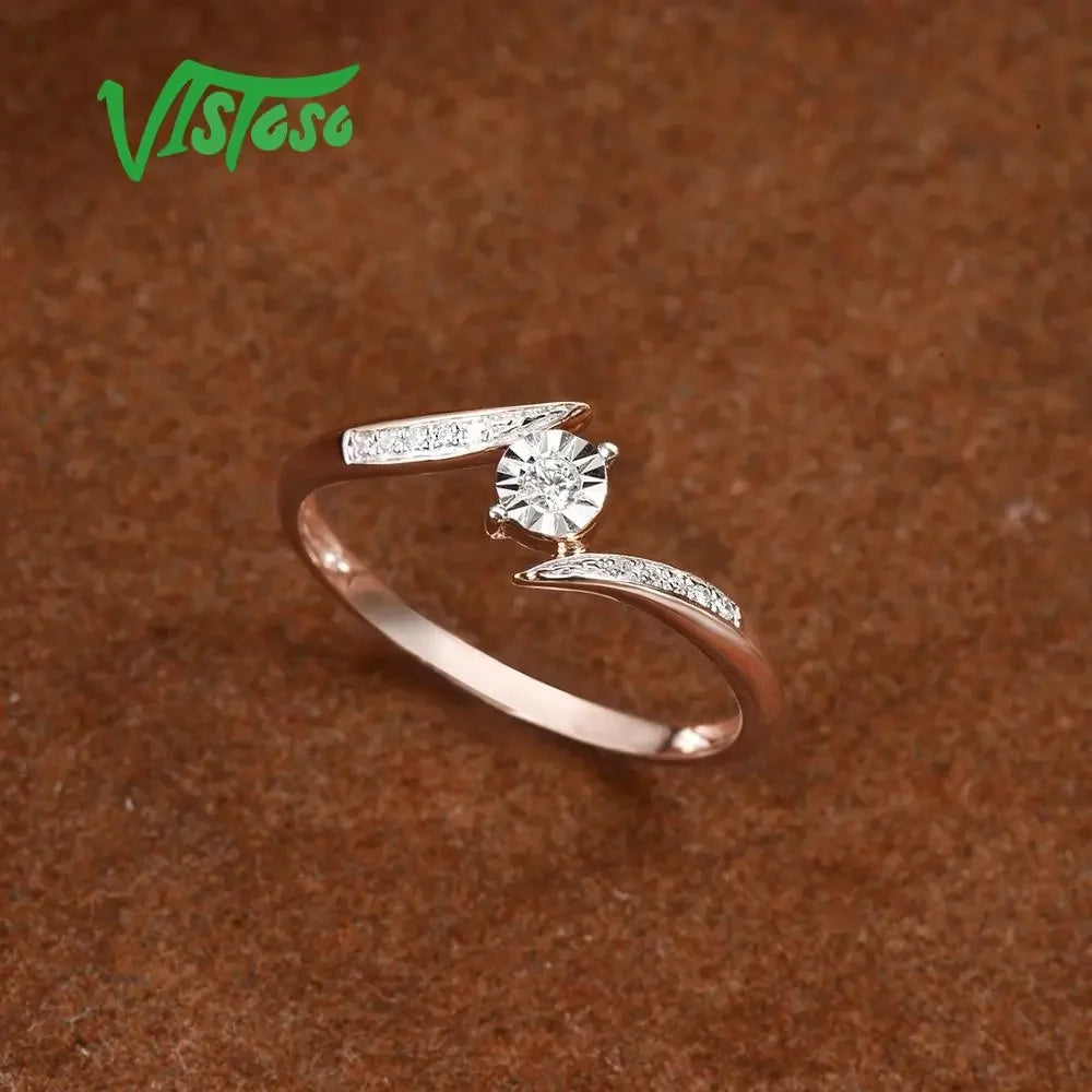LUX 14K 585 Diamond Gold Ring