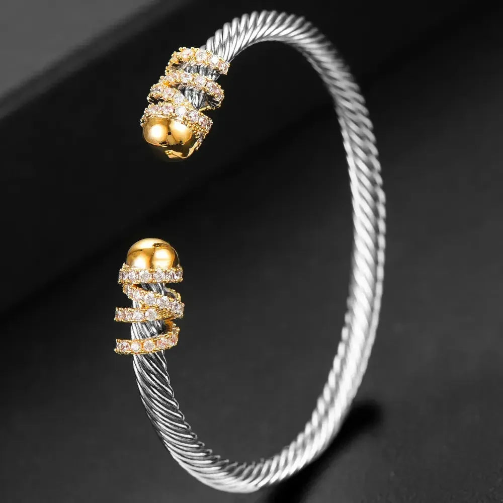 Missvikki Original design Stackable Bangle For Women Bridal Wedding Cubic Zircon OPen Bangle Dubai Bracelet Party Jewelry